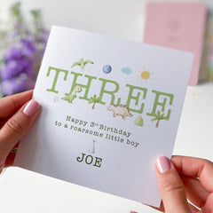 Second Birthday Card for Little Boy Cute Dinosaur Theme Card for Son Nephew Grandson Special Keepsake Kids 2nd Birthday Card I am Two