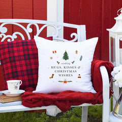 Sending hugs kisses and Christmas wishes cushion Xmsa gift for Her Cosy Unique  Xmas Present Hygge Gift Square Pillow Cover Cosy decor