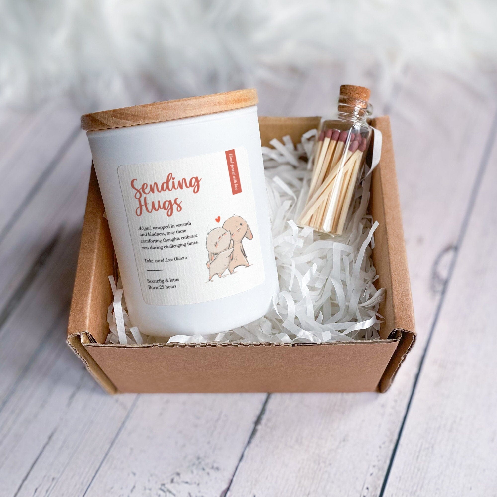 Sending Hugs Scented Candle Your Message Gift Her MotherS Day Birthday Anniversary Engagement Wedding Floral