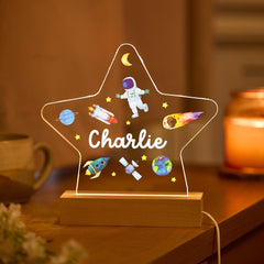 Space Night Light Custom Name Gift for Boys Room Star LED Gift for Son Grandson Birthday Nursery Decor
