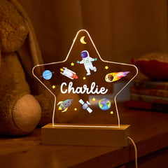 Space Night Light Custom Name Gift for Boys Room Star LED Gift for Son Grandson Birthday Nursery Decor
