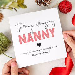 Special Nanny Card Christmas Mother's Day From Day One You Have Been My World To Celebrate Your Love And Care Card For Nanny