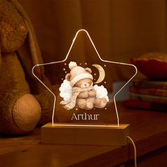 Star LED Night Light Name Bear Gift for Kids Nursery Lamp Baby Room Decor Sleep Aid Birthday Christening