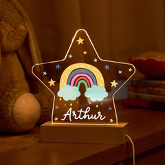 Star Night Light Custom Name LED Lamp Rainbow Cloud Gift for Kids Nursery Bedroom Baby Room Nightlight