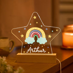 Star Night Light Custom Name LED Lamp Rainbow Cloud Gift for Kids Nursery Bedroom Baby Room Nightlight
