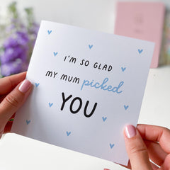Stepdad Card I Am So Glad My Mum Picked You Perfect for Father's Day Birthday or Christmas Thoughtful Bonus Dad Keepsake