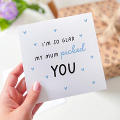Stepdad Card I Am So Glad My Mum Picked You Perfect for Father's Day Birthday or Christmas Thoughtful Bonus Dad Keepsake