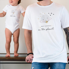 Stepdad & Child Matching T-Shirts Father's Day Gift for Best Stepdad on the Planet Little Star Design Keepsake Outfit for Him