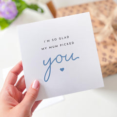 Stepdad Father's Day Card I Am Glad My Mum Picked You Thoughtful Keepsake Card for Bonus Dad or Stepfather from Kids