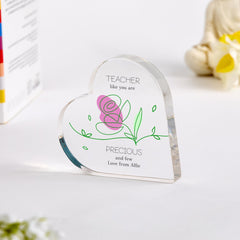Teacher Appreciation Acrylic Heart Plaque Gift End of Term or Thank You ˜Precious & Few' Keepsake End of Year Gift for Her Primary Nursery