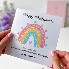Teacher Personalised Thank You Card – Rainbow Design for Nursery, Reception or Primary – End of Term or Teacher’s Day Gift Card from Child