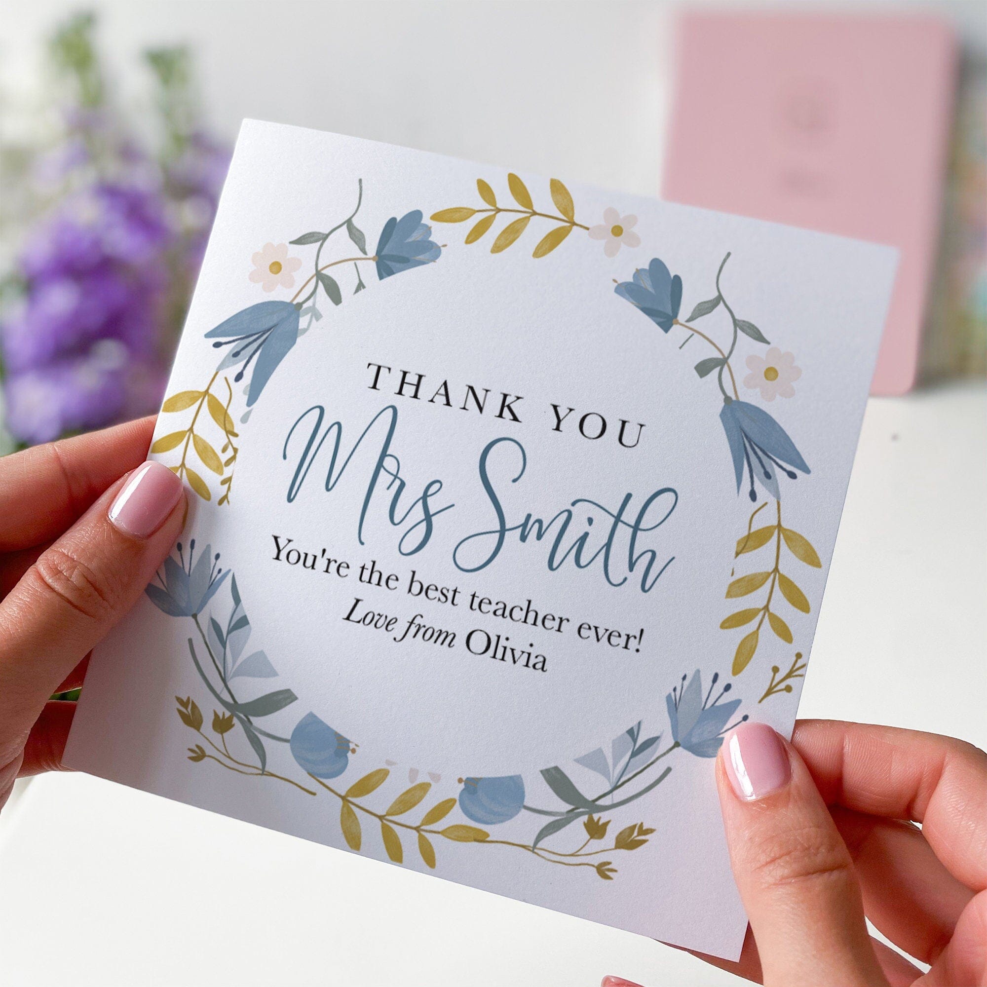 Teacher Thank You Card Personalised Teacher Gift Card Name Gift Card ...