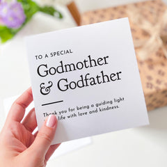 Thank You Card for Godmother and Godfather Minimalist Design Christening Baptism Appreciation Keepsake for Special Godparents