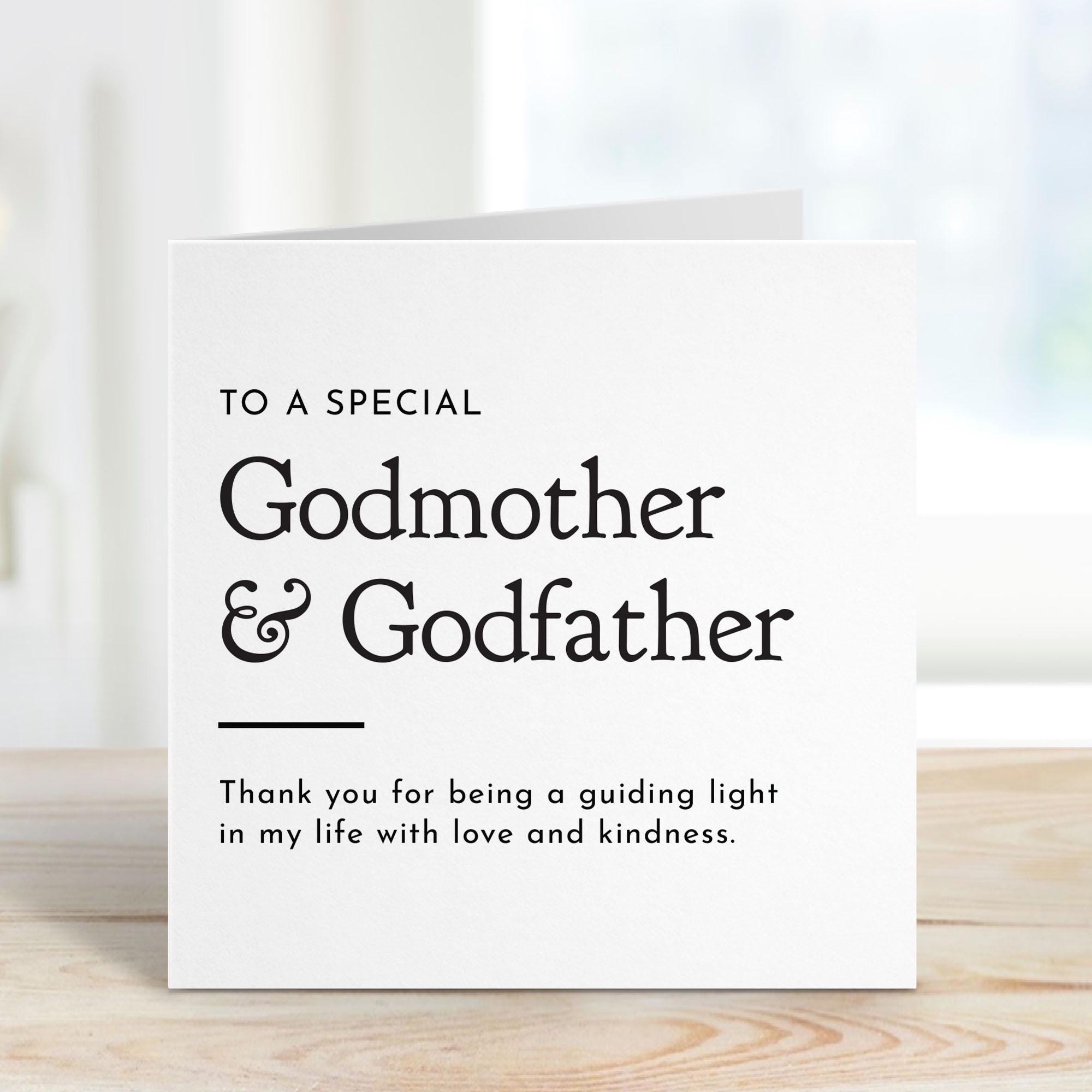 Thank You Card for Godmother and Godfather Minimalist Design Christening Baptism Appreciation Keepsake for Special Godparents