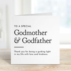 Thank You Card for Godmother and Godfather Minimalist Design Christening Baptism Appreciation Keepsake for Special Godparents