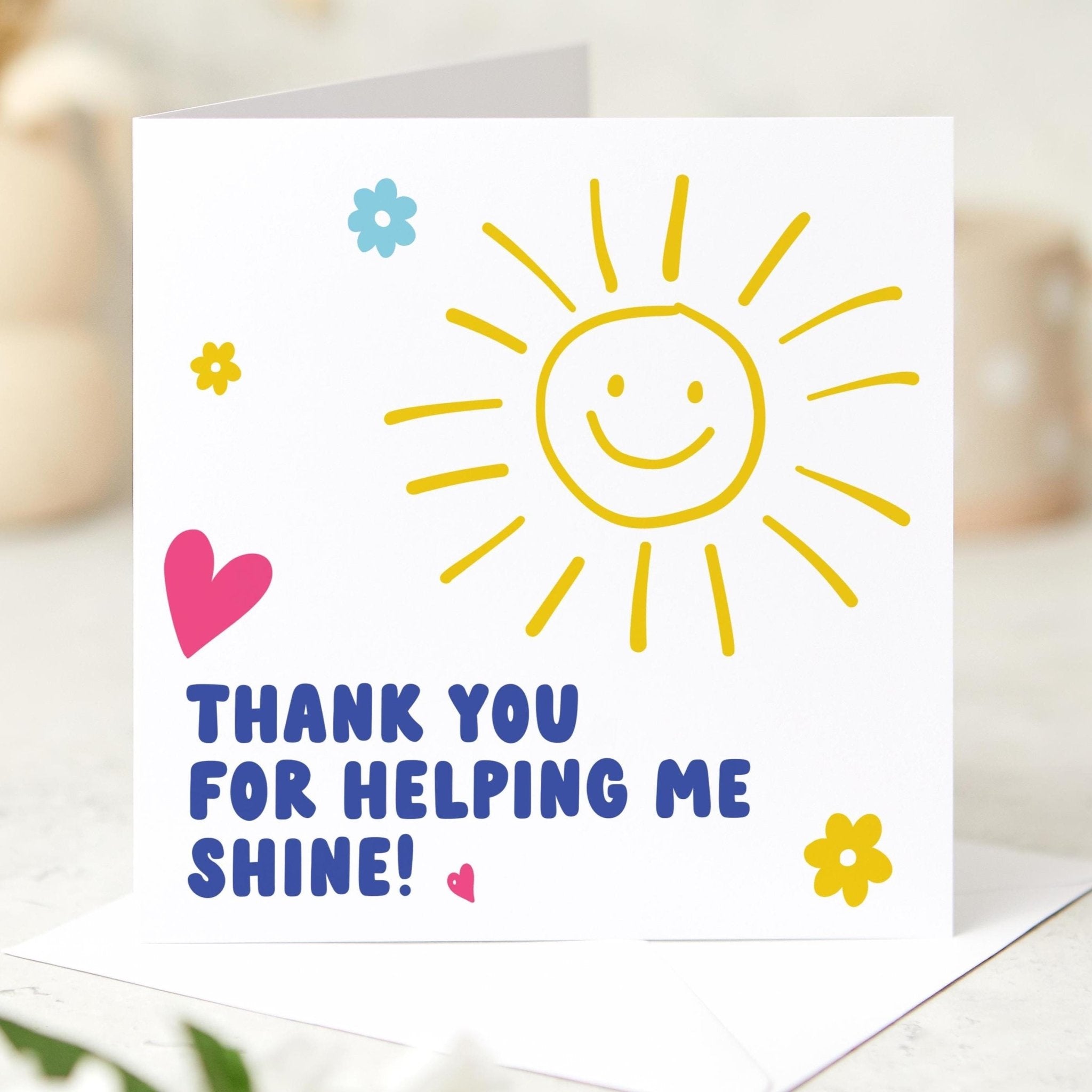 Thank You Card for Teacher Colourful Sunshine Appreciation Card for Teacher End of Term Card