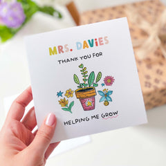 Thank You Card For Teacher With Text Thank You For Helping Me Grow Gift Card For Teacher Her Him Appreciation Primary Nursery Reception