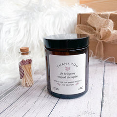 Thank You For Being My Unpaid Therapist Candle Gift For Friend Mum Sister Thank You Gift Scented