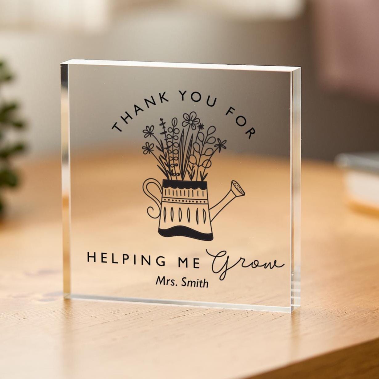 Thank You Helping Me Grow Teacher Primary Nursery Teacher Appreciation Keepsake End Year Term Acrylic Plaque