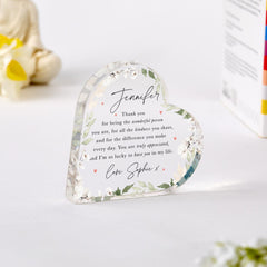 Thank You Gift for Her Heart - Shaped Keepsake for Friend Mum Sister Fiancée Godmother Step - mum or Colleague Birthday Christmas Far Away Gift