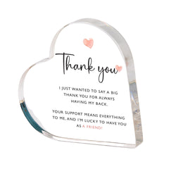 Thank You Gift for Her Him Acrylic Heart Plaque Teacher Nurse Doctor Mum Nanny Appreciation Keepsake Friend Colleague, Mentor