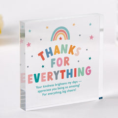 Thank You Gift for Teacher Mentor Friend Mum Nurse Doctor Appreciation Keepsake for End of Year Term Graduation or Retirement Acrylic Plaque