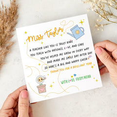 Thank You Teacher Card from Child –Personalised End of Term or Teacher’s Day Gift card for Teacher Appreciation Primary Nursery Reception