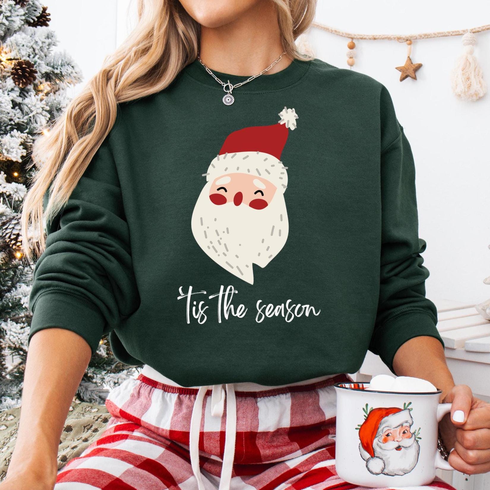 Tis The Season Christmas Jumper Gift for Her – Funny Santa Xmas Sweatshirt UK Holiday Outfit