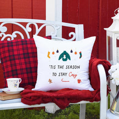 Tis the season to stay cosy Christmas cushion Xmas decorations Home decor at Christmas Gift for her friend wife mum Pillow Cover Cosy decor