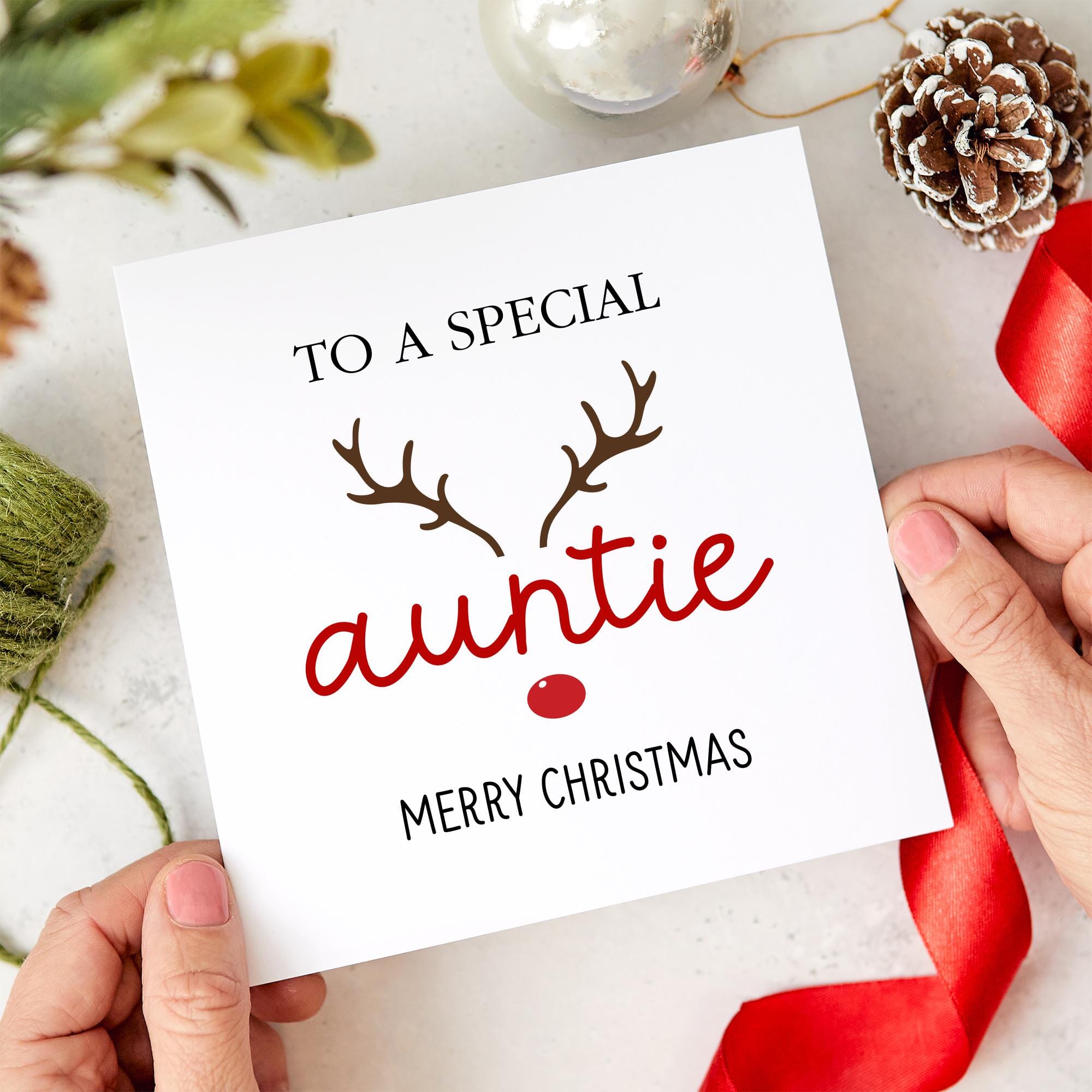 To A Special Auntie Merry Christmas Card Xmas Special Gift Card With A Cute Reindeer Xmas Cards For Her Lovely Design Aunt Gift Card