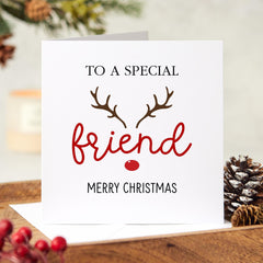 To A Special Friend Merry Christmas Card With A Cute Christmas Reindeer Xmas Cards For Her Him Gift Xmas Special Gift Card