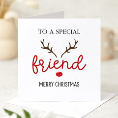 To A Special Friend Merry Christmas Card With A Cute Christmas Reindeer Xmas Cards For Her Him Gift Xmas Special Gift Card