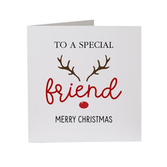 To A Special Friend Merry Christmas Card With A Cute Christmas Reindeer Xmas Cards For Her Him Gift Xmas Special Gift Card