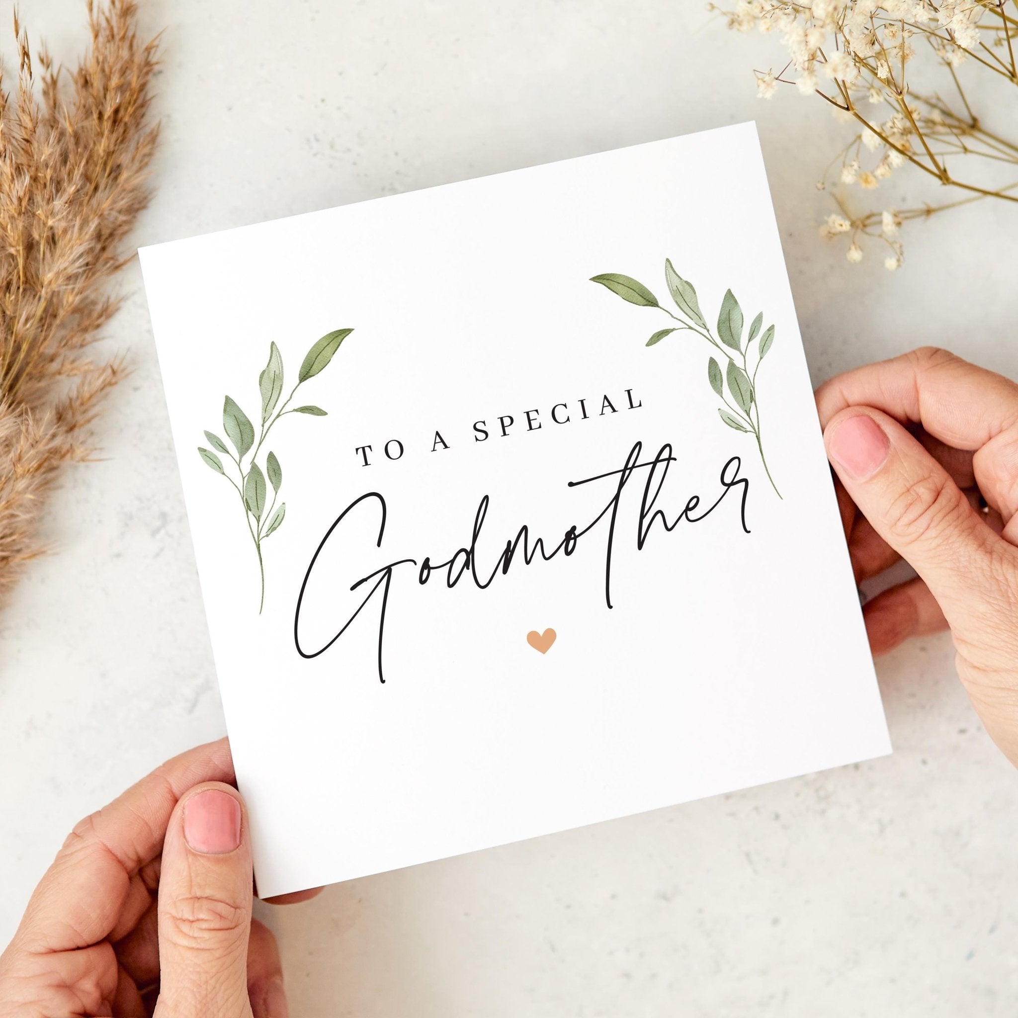 To a Special Godmother Card Elegant God mother Greeting Card Minimalist Floral Design Birthday Christening or Thank You Card for Godmum