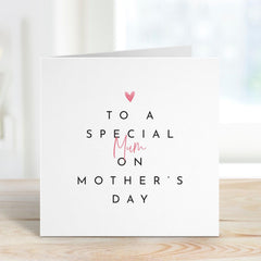 To a Special Mum on Mother's Day Elegant Heartfelt Card Thoughtful Gift for a Loving Mum Minimalist Touch of Love On Mothers Day Gift Mum