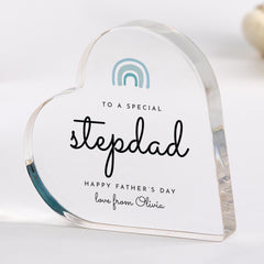 To a special stepdad Personalised Father's Day Acrylic Plaque Gift for Bonus Dad Modern Rainbow Design First Father's Day Keepsake for Him