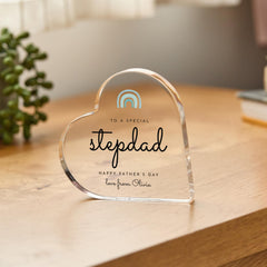 To a special stepdad Personalised Father's Day Acrylic Plaque Gift for Bonus Dad Modern Rainbow Design First Father's Day Keepsake for Him