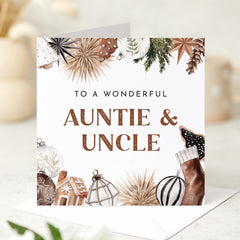 To A Wonderful Auntie And Uncle Christmas Gift Card With Rustic Design Xmas Card As My Auntie And Uncle For Her Him First Christmas As My