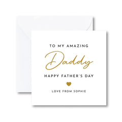 To My Amazing Daddy Father’s Day Card with Child Name Personalised Simple Elegant Heart Design Perfect Keepsake for New Dad