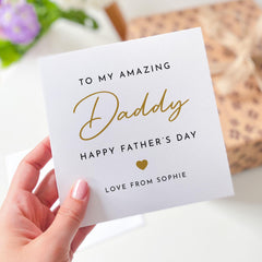 To My Amazing Daddy Father’s Day Card with Child Name Personalised Simple Elegant Heart Design Perfect Keepsake for New Dad