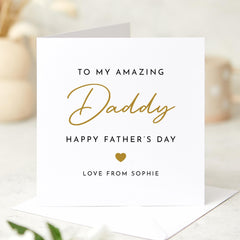 To My Amazing Daddy Father’s Day Card with Child Name Personalised Simple Elegant Heart Design Perfect Keepsake for New Dad