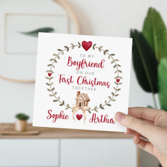 To My Boyfriend On Our First Christmas Together Gift Card With Names 1St Christmas Gift Card Cute Design To Boyfriend