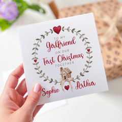 To My Boyfriend On Our First Christmas Together Gift Card With Names 1St Christmas Gift Card Cute Design To Boyfriend