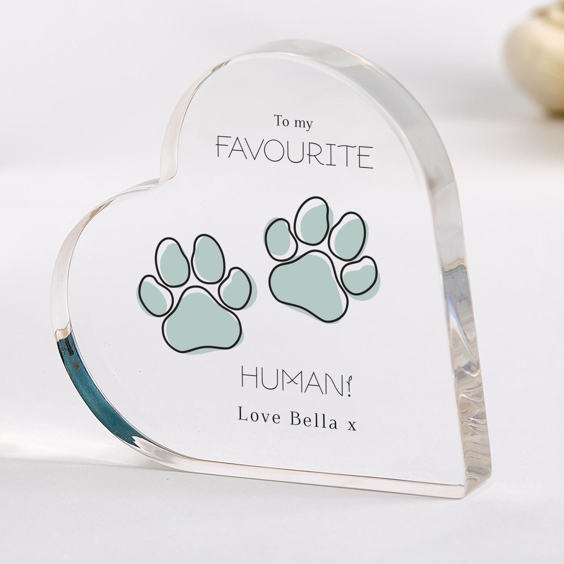 To My Favourite Human Acrylic Plaque for Cat Dog Owner Cute Pet - Themed Gift from Dog or Cat Dad Mum Paw Print Keepsake for Pet Lovers