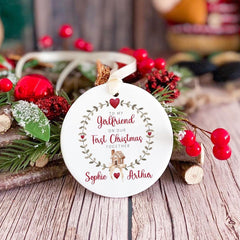 To my girlfriend Christmas Ornament with names Christmas Gift Personalised Our First Christmas together Boyfriend or Girlfriend 1st Xmas