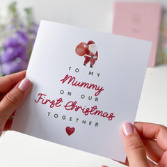 To My Mummy On Our First Christmas Together Card New Mum Gift Card With Santa Claus 1St Xmas Card As My Mum Mummy To Best Mum