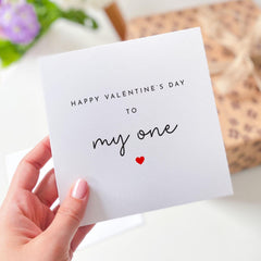 To My One Valentine's Day Card for Husband Wife Boyfriend Girlfriend Minimalist Romantic Card for Him or Her Love Card My Valentine