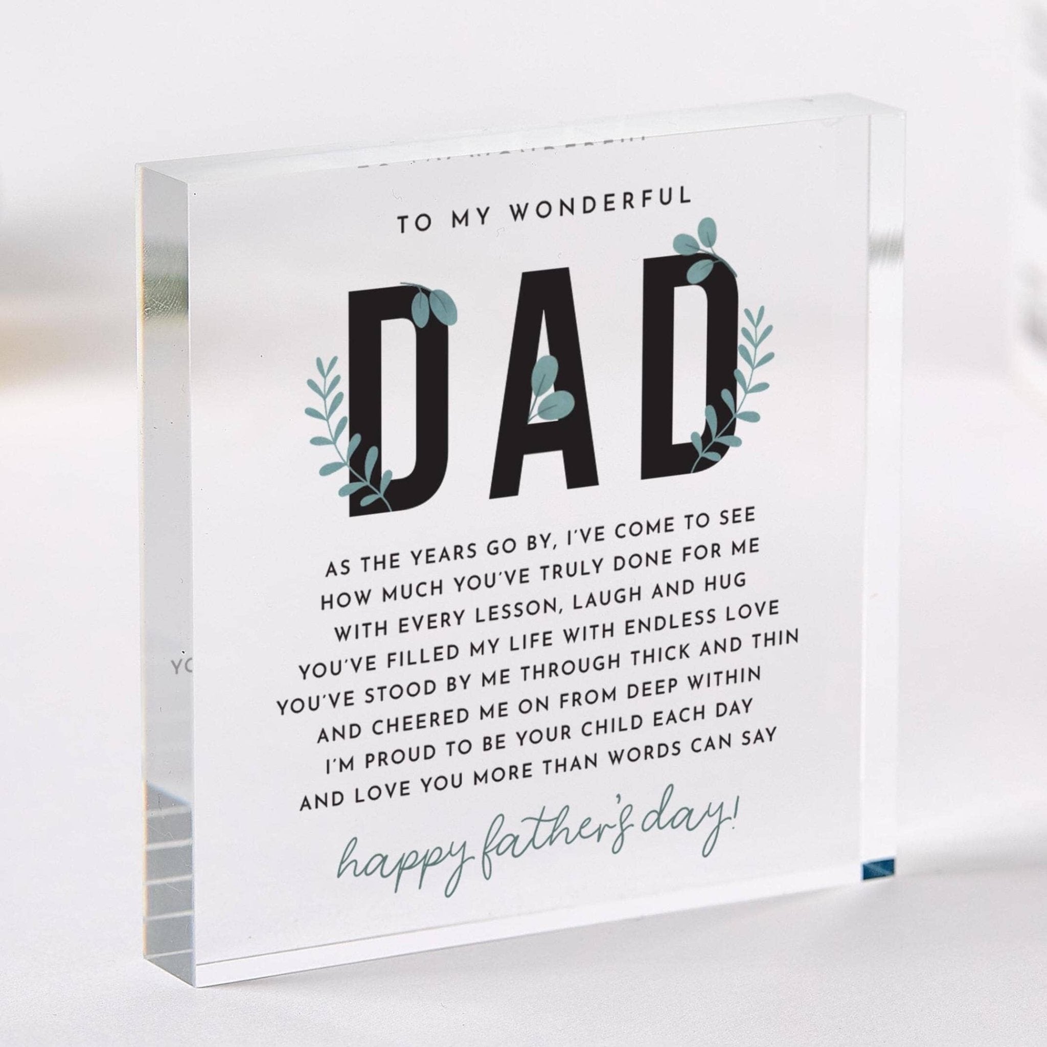 To My Wonderful Dad Acrylic Plaque Father's Day Gift Poem Keepsake Thoughtful Gift for Daddy Heartfelt Desktop Decoration for Father's Day