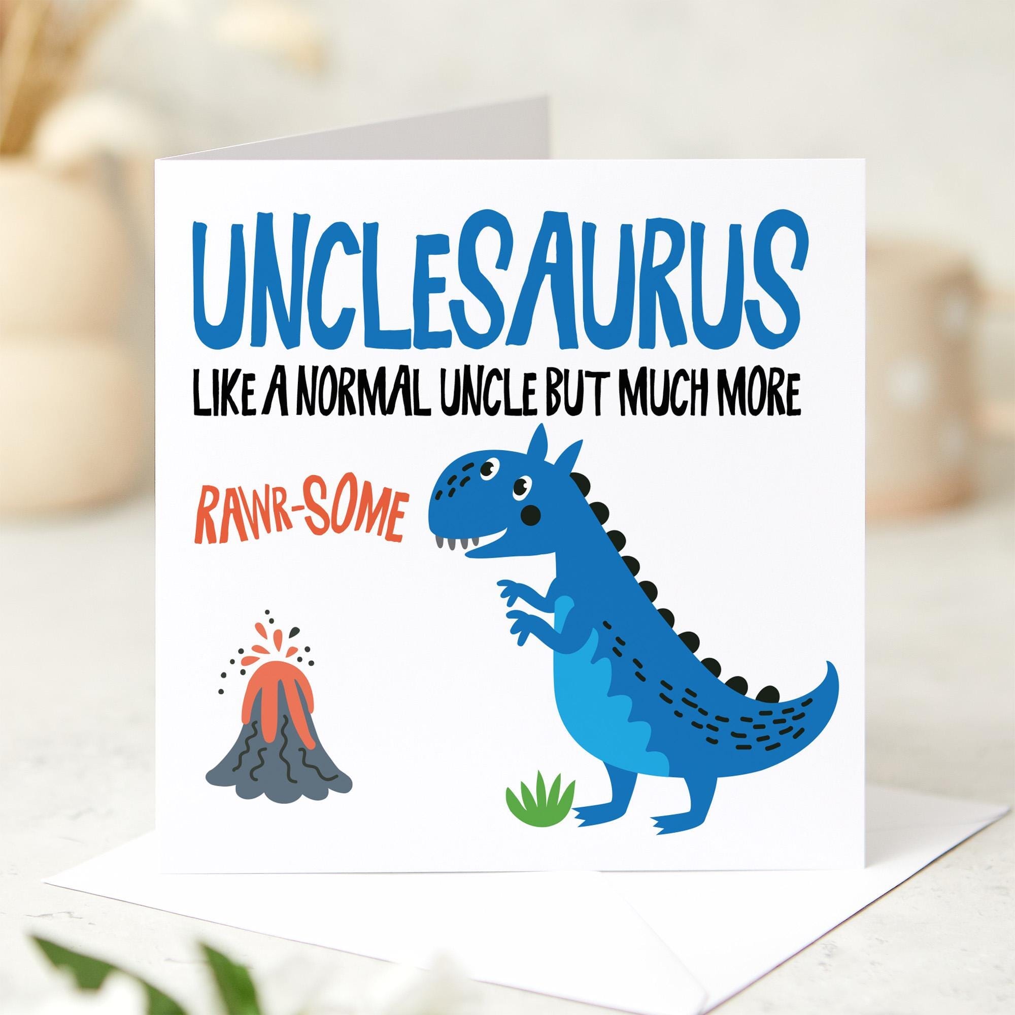 Unclesaurus Card Funny Dinosaur Birthday Card for Uncle Cute Rawrsome Uncle's Birthday Father's Day Card from Niece or Nephew Gift