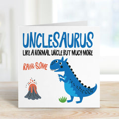 Unclesaurus Card Funny Dinosaur Birthday Card for Uncle Cute Rawrsome Uncle's Birthday Father's Day Card from Niece or Nephew Gift